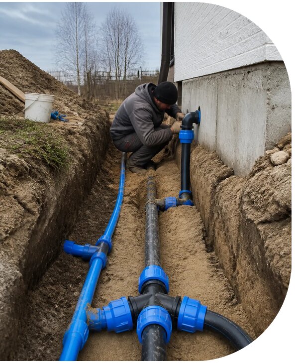 Монтаж наружного водопровода на участке под ключ в Елабуге